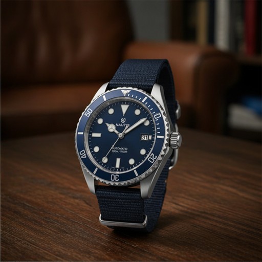 Nautis Voyager dive watch, blue NATO strap